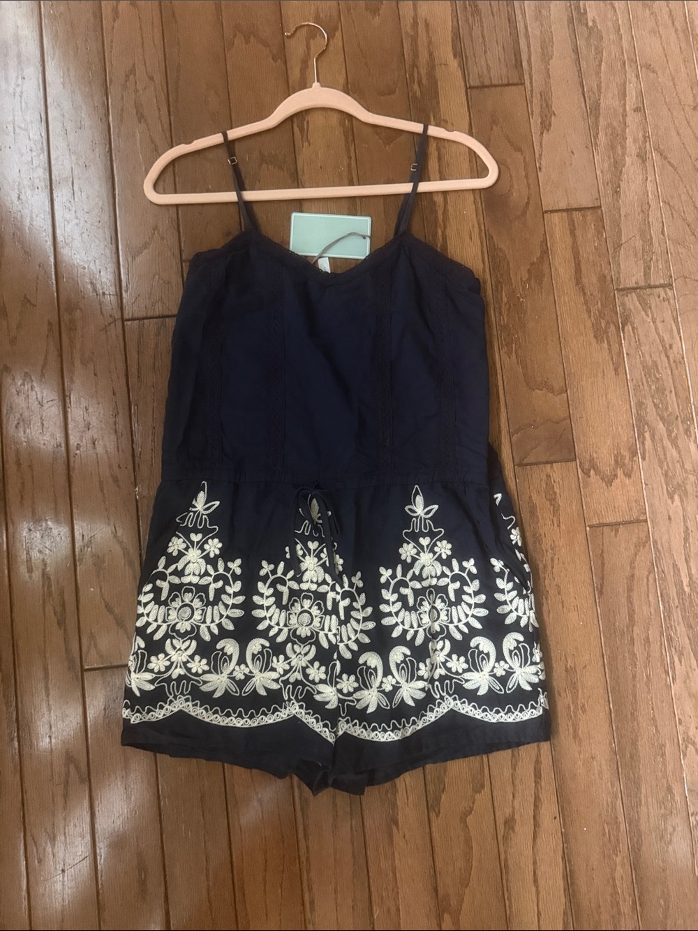 Navy Embroidered Women's Romper